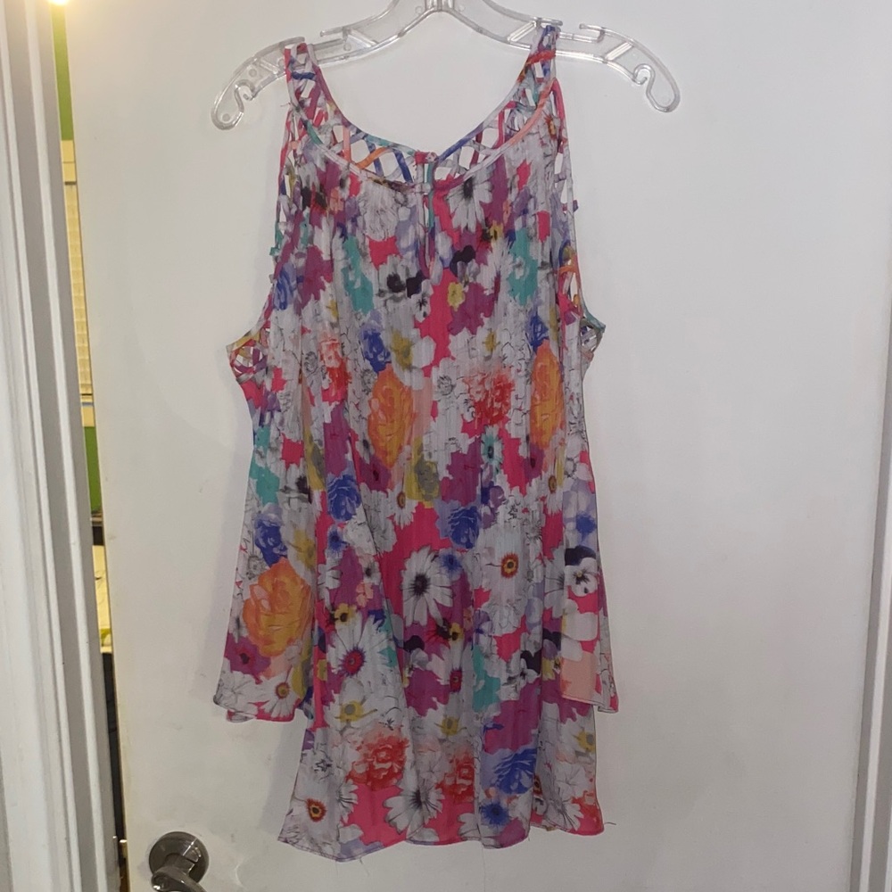 Spense Multicolor Floral Cold Shoulder Blouse - Picture 3 of 3